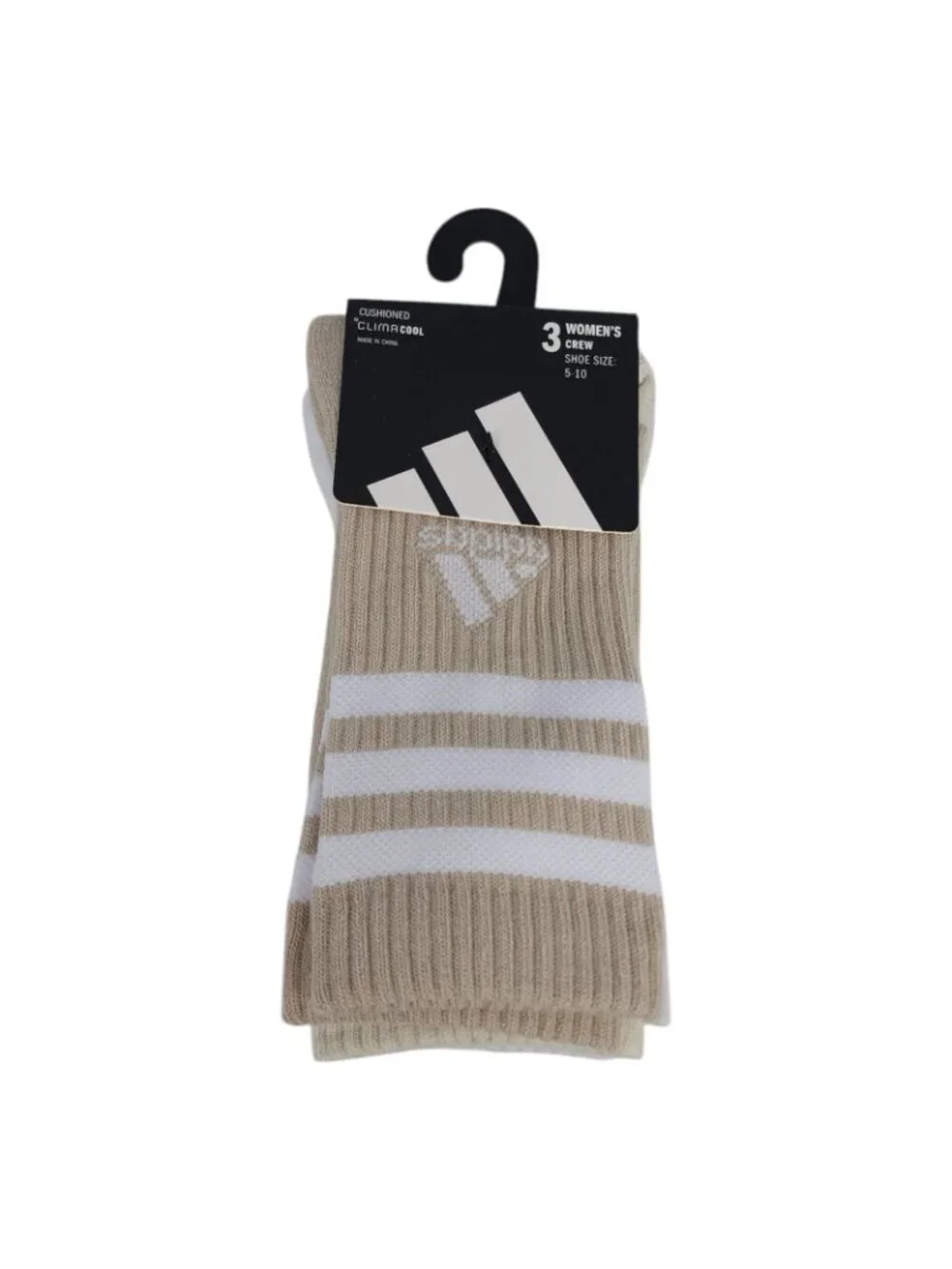 Adidas Womens ClimaCool Crew Socks 3 Pack Beige White Shoe Cushioned Breathable